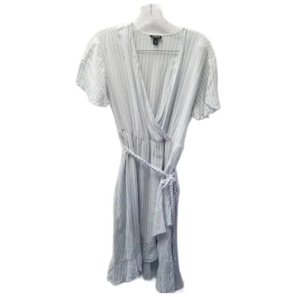 Torrid Blue & White Striped Challis Wrap Dress 00 - Picture 2 of 13